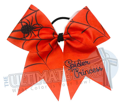 Spider Princess Cheer Bow | Orange and Black Cheer Bow | Halloween Cheer Bow