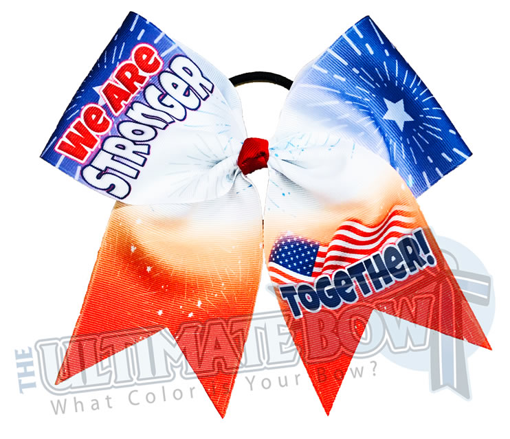 We are Stronger Together Cheer Bow | USA Cheer Bow | USA Pride Cheer Bow | Sublimated USA Cheer Bow