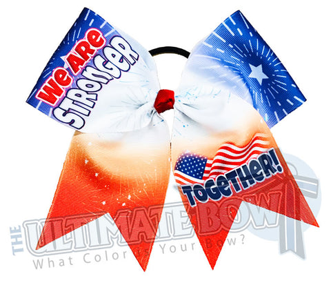 We are Stronger Together - Red, White and Blue Cheer Bow | Team USA Cheer Bow