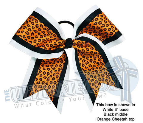 Cheetah Cheer Bow | Wild Animal Print Cheer Bow | Cheetah Print | Orange White Black Cheer Bow