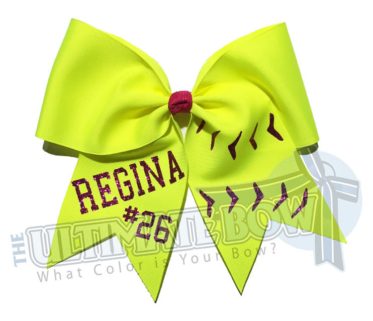 superior-softball-team-name-number-laces-neon-yellow-red-glitter-bow