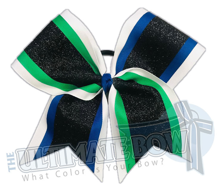 Switch-Up Glitter Cheer Bow | Football Cheer Bow | Emerald Royal Black White Cheer Bow | Sideline Cheer Bow | Pep Rally Cheer Bow