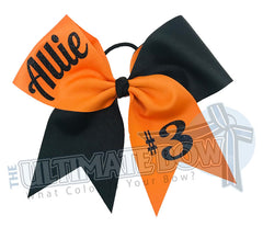 Superior-teamwork-orange-black-glitter-personalized-cheer-bow-softball-bow-practice-bow