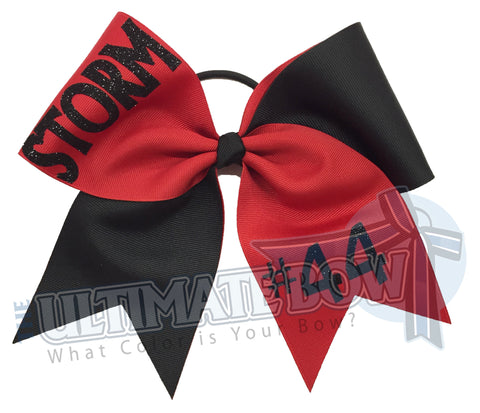 Superior-teamwork-red-black-glitter-personalized-cheer-bow-softball-bow-practice-bow