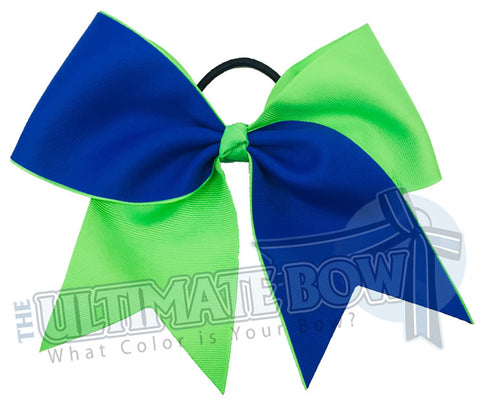 Superior-essentials-electric blue - neon green -cheer-sideline-football-softball-bow-practice-bow