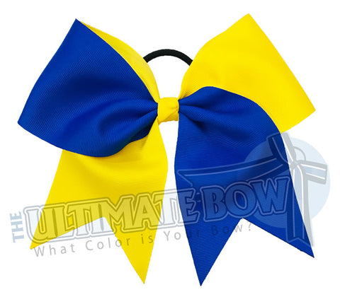 Superior-essentials-electric blue - sunshine yellow -cheer-sideline-football-softball-bow-practice-bow