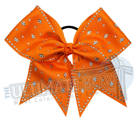 Taylors Tears Rhinestone Cheer Bow | Rhinestone ribbon grosgrain | Orange Cheer Bow | cheer bow | Football Cheer Bow