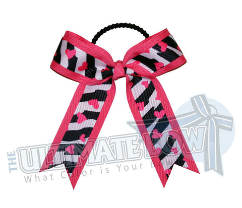 Tender Heart | Zebra Cheer Bow | Valentine's Day Cheerleading Bow