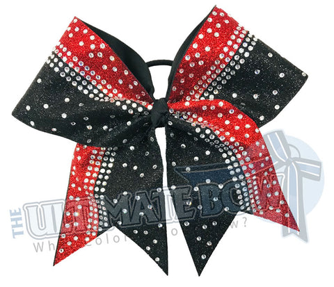 Red and Black Glitter Cheer Bow | Rhinestone and Glitter Cheer Bow | Competition Glitter Cheer Bow