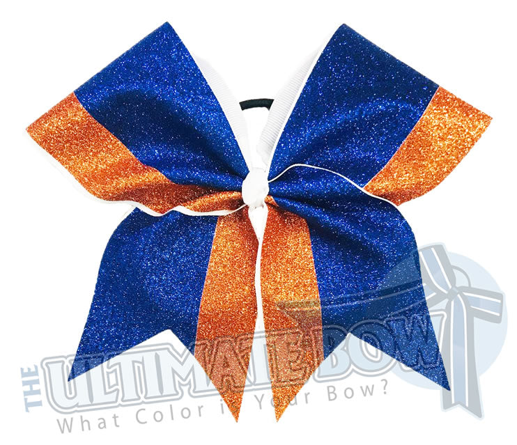 Top Down Full glitter cheer bow | orange glitter Royal glitter cheer bow glitter | varsity cheer | softball-school-recreational-cheer