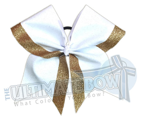 Top Down Full glitter cheer bow | gold glitter white glitter cheer-bow-glitter | varsity cheer | softball-school-recreational-cheer