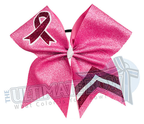 Varsity Awareness Glitter Cheer Bow | Pink Cheer Bow | Chevron Cheer Bow | Breast Cancer Cheer Bow