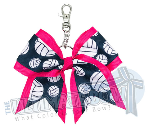 Hot Pink Volleyball Key Chain Bow | Volleyball Keychain | Volleyball Bows