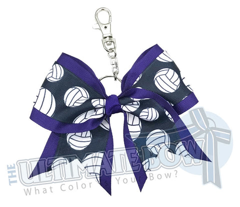 Purple Volleyball Key Chain Bow | Volleyball Keychain | Volleyball Bows